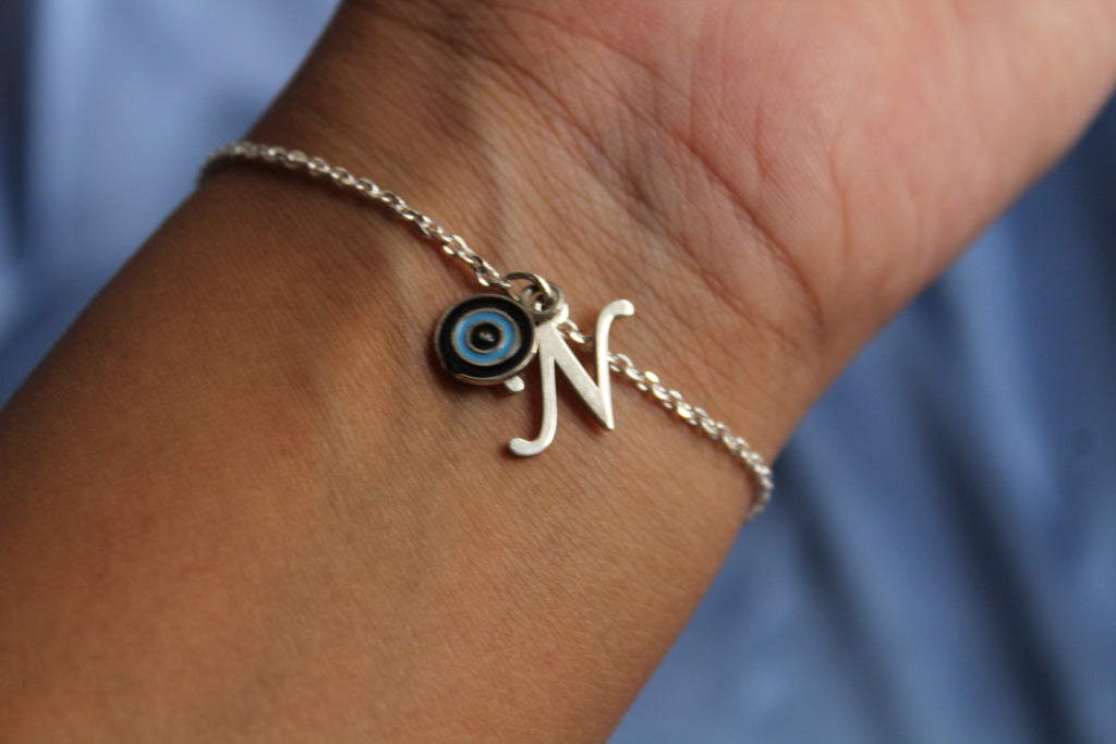 NAZARIYA INITIAL + EVIL EYE Charm Bracelet