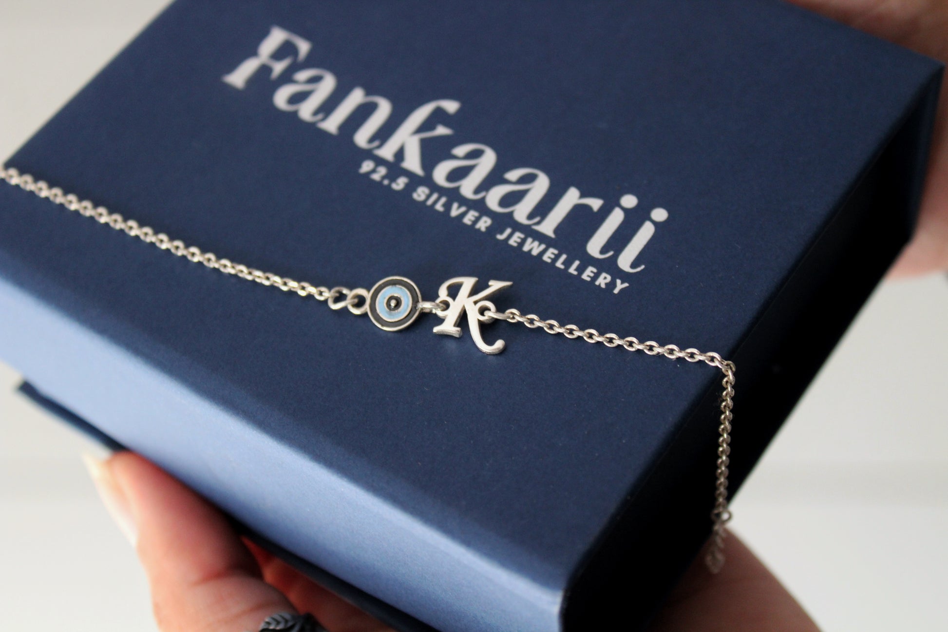 NOOR-Customized Initial+Evil Eye Bracelet
