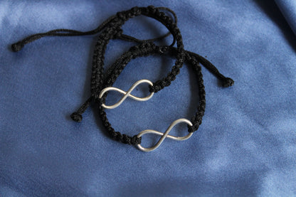 Black Thread - Silver Infinity Bracelet