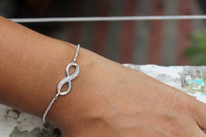 Silver Infinity Bracelet with Stone