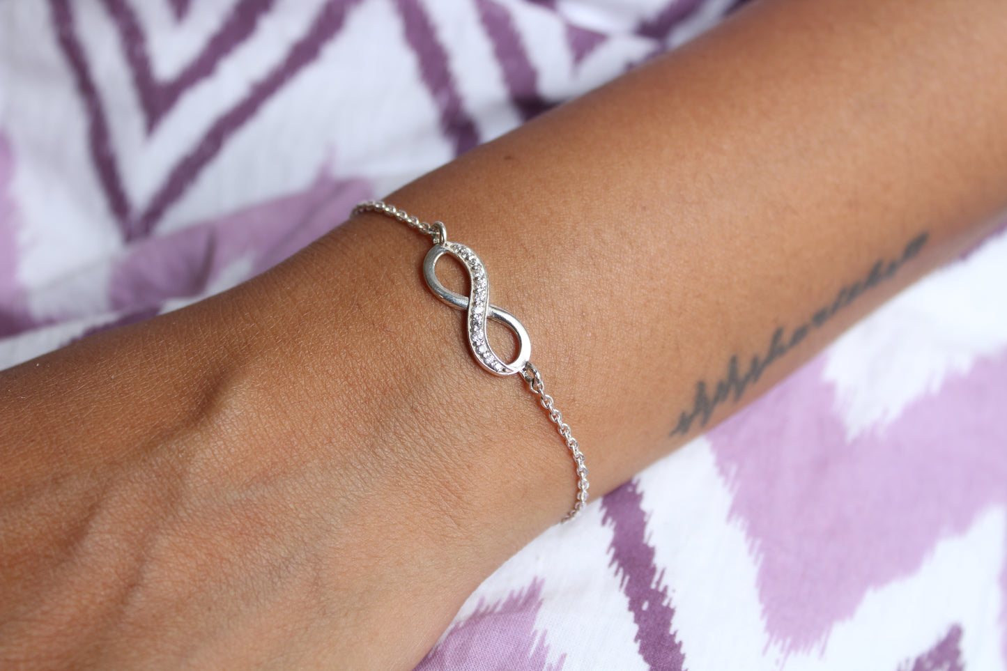 Silver Infinity Bracelet with Stone