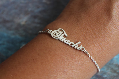 Customized Name Bracelet with Silver Chain